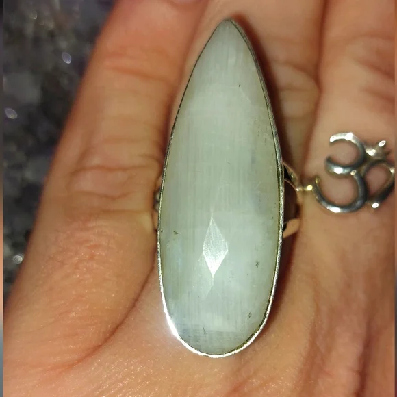 Faceted Moonstone Large Statement Ring - Picture 1 of 5